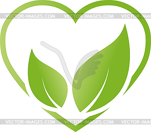 Сердце и листья, велнес, вегетарианец, массаж, логотип - векторизованное изображение