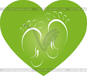 Heart and feet, heart, feet, foot care, massage, logo - vector clip art
