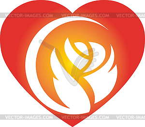Сердце, Роза, Цветок, Логотип, Значок - рисунок в векторном формате