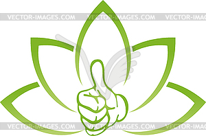 Leaves and hand, wellness, naturopath, logo - vector image