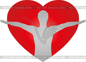 Человек, сердце, фитнес, медицина, спорт, логотип - иллюстрация в векторе