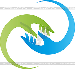 Two hands, helper, physiotherapy, logo - vector image