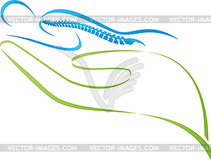 Hand and person, orthopedics, massage, logo - vector clipart