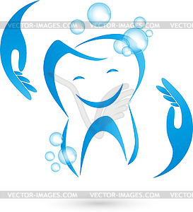 Tooth with smile, dentist, dental care, logo - vector image