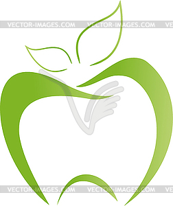 Tooth, apple, dental care, food, fruit, logo - vector clip art