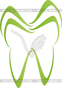 Зуб в зеленом, стоматология, стоматолог, уход за зубами, логотип - изображение в векторном виде