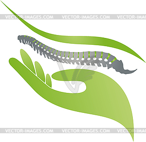 Hand, spine, orthopedics, chiropractor, logo - vector image