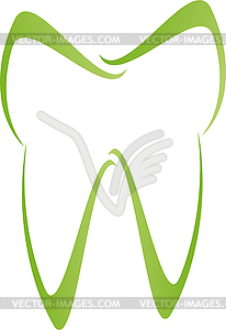Tooth in green, dentist, dental care, logo - vector clipart