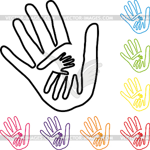 Hands, family, team, collection, logo - vector image