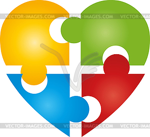 Сердце, головоломка, любовь, логотип - векторный клипарт EPS