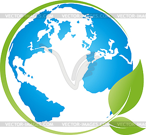 Земля, Земной шар, Глобус, Листья, Логотип, Иконка - векторизованное изображение