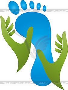 Feet, hands, foot care, massage, chiropractor, logo - vector image