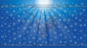 Beams of light, snowflakes, snow, sky, background - vector clipart