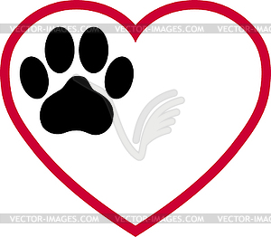 Кошачья лапа, сердце, лапа, кот, логотип, значок - векторный клипарт Royalty-Free