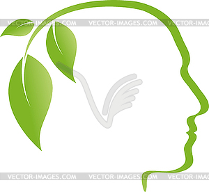 Голова, листья, лицо, натуропат, логотип - векторное изображение EPS