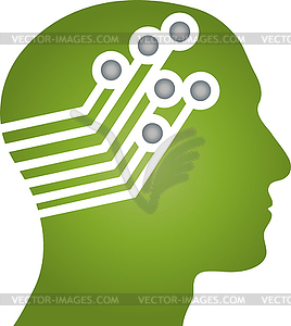 Head, Person, Chip, Robot, Logo, Icon - vector clip art