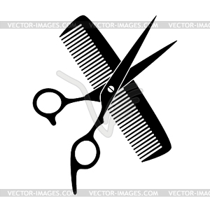 Scissors, comb, barber, hairdresser, icon, logo - vector clip art