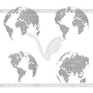 Earth ball, globe, points, collection, world map globe - vector image