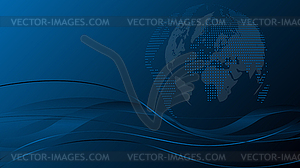 Globe, waves, technology, background - vector image