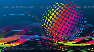 Waves and circles, music, sound, technology, background - vector clipart