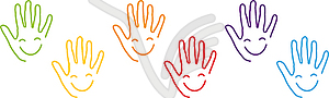 Many hands, faces, smiles, children - vector image