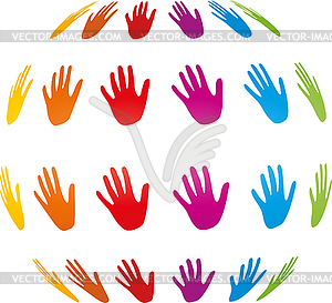 Ball from hands, hands, logo - vector image