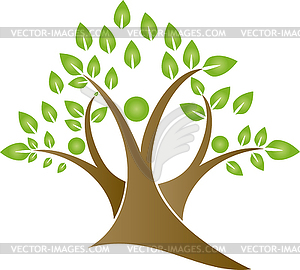 Three people as tree, plant, naturopath, gardener, logo - vector clipart / vector image