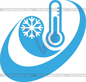 Thermometer, snowflake, temperature, climate, logo - vector clipart