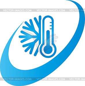 Thermometer, snowflake, temperature, climate, logo - vector image