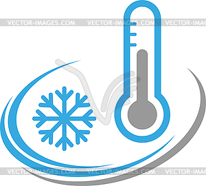 Thermometer, snowflake, temperature, climate, logo - vector image