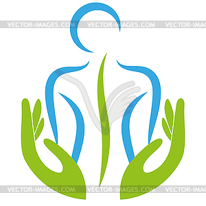 Two hands, person, orthopedics, massage, logo, icon - vector image
