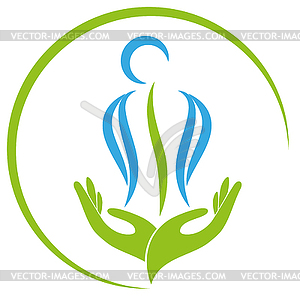 Two hands, person, orthopedics, massage, logo, icon - vector clipart