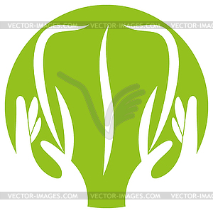 Two hands, person, orthopedics, massage, logo, icon - vector image