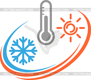 Thermometer, snowflake, sun, temperature, logo - vector clipart