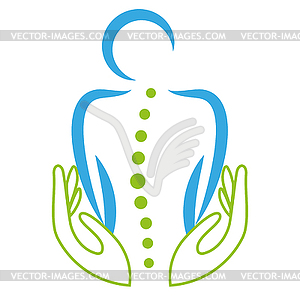 Two hands, person, orthopedics, massage, logo, icon - vector clipart