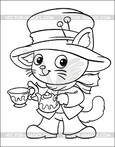 Cat Hatter. Vector Illustration. Isolated on whit - vector clipart