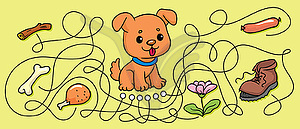 Maze. Feed the puppy - stock vector clipart