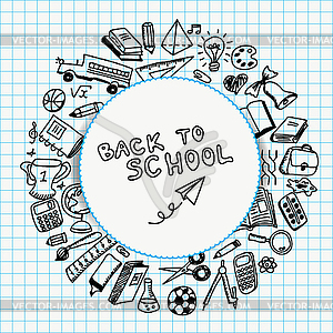 School supplies drawn - vector clipart