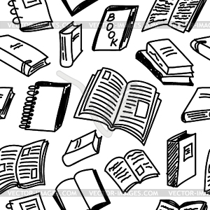 Books sketch seamless - vector image