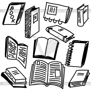Books sketch collection - vector image