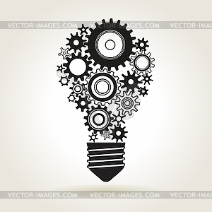 Light bulb with cogs - vector clipart