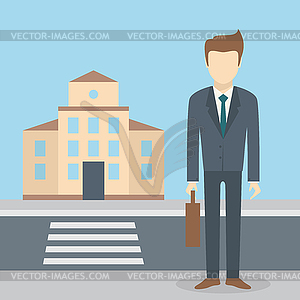 Businessman office building - vector clipart