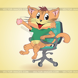 Cat on chair - vector image