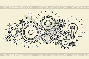 Connected cogs gears - vector image