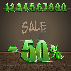 Green numbers - vector clipart