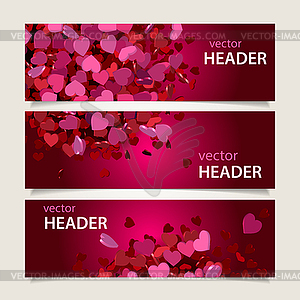 Valentine headers set - vector image