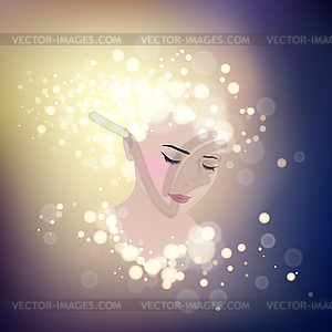 Girl with bokeh lights - vector image