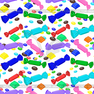 Seamless multicolored pattern with colorful candies - vector image