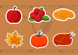 Set of stickers for Happy Thanksgiving Day. Badge, - vector clipart