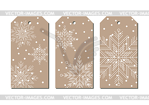 New year and Christmas craft paper color tags with - vector image